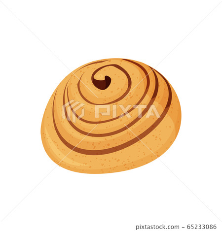 Tasty cinnamon bun vector illustration. Isolated on white background. Tasty cinnamon bun vector illustration. Isolated on white background. 65233086