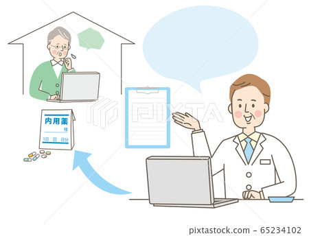 Male doctor, pharmacist, white coat online consultation 65234102