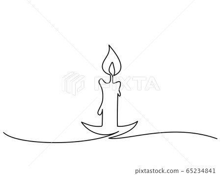Burning fire candle continuous one line drawing 65234841