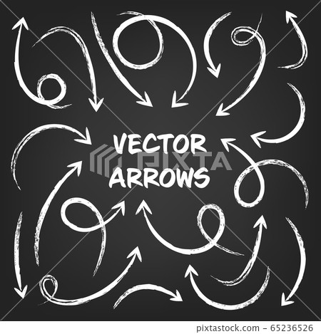 White grunge hand drawn arrows set on gray background. Arrow, cursor Icon. Vector pointers White grunge hand drawn arrows set on gray background. Arrow, cursor Icon. Vector pointers 65236526