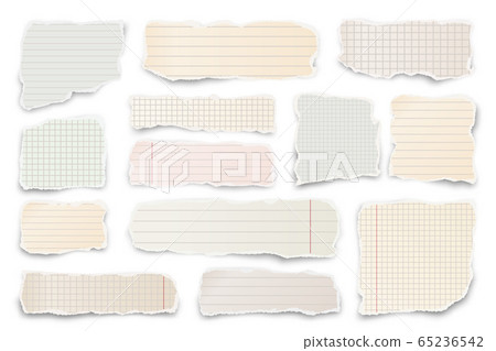 Ripped colored paper strips. Realistic crumpled paper scraps with torn edges. Lined shreds of Ripped colored paper strips. Realistic crumpled paper scraps with torn edges. Lined shreds of 65236542