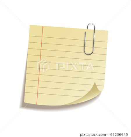 Realistic sticky note sheet. Blank lined paper. Vector illustration. 65236649