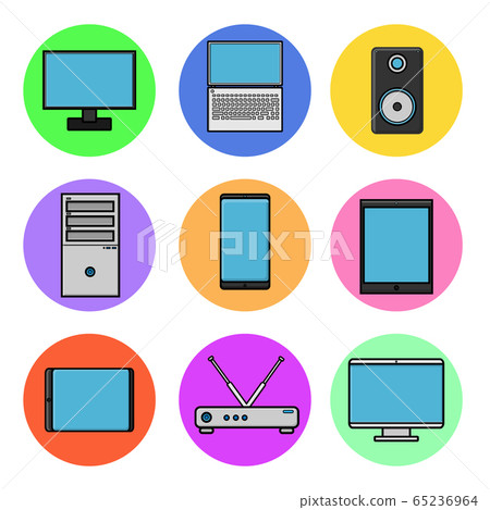 Set of computer round icons, modern digital  65236964