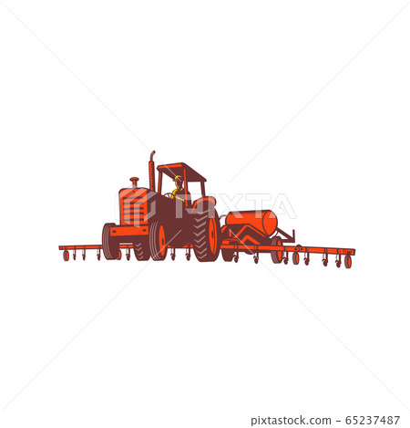 Farm Tractor Pulling Nitrogen Tank Retro Farm Tractor Pulling Nitrogen Tank Retro 65237487