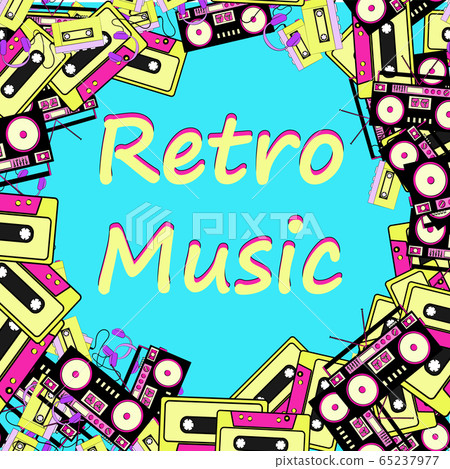 A retro music frame made from an old hipster  65237977