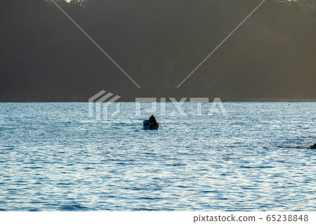 Pacific Ocean and fishing boat [Iwate Prefecture] 65238848