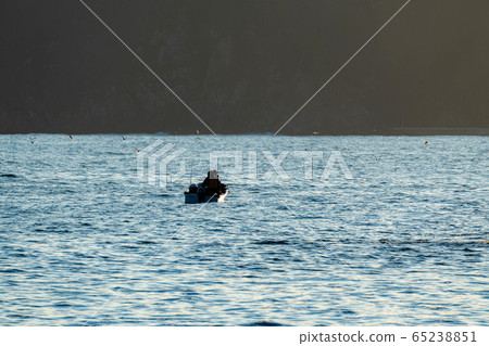 Pacific Ocean and fishing boat [Iwate Prefecture] 65238851