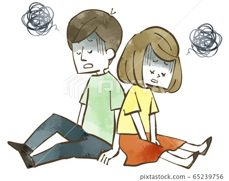 沮喪的男人和女人夫婦情侶水彩 65239756