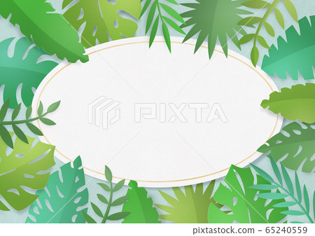 Tropical-plant-leaves-leaf-frame-oval 65240559