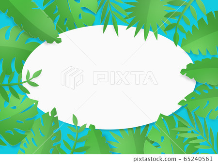 Tropical-plant-leaves-leaf-frame-oval 65240561