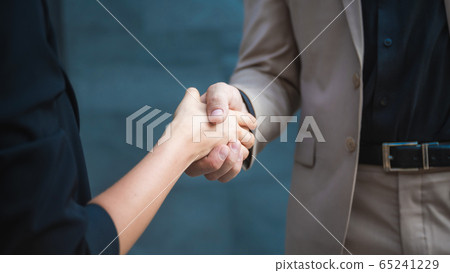 Two confident business man shaking hands during a 65241229