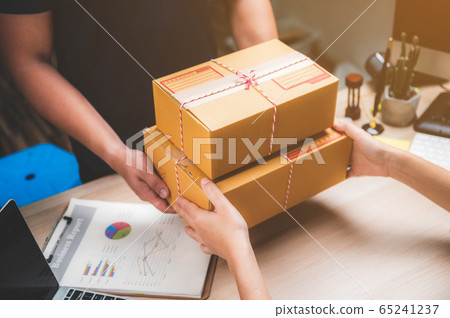 parcel delivery service in concept of home parcel delivery service in concept of home 65241237