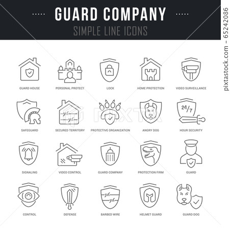 Set Vector Line Icons of Guard Company Set Vector Line Icons of Guard Company 65242086