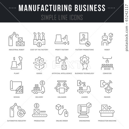 Set Vector Line Icons of Manufacturing Business Set Vector Line Icons of Manufacturing Business 65242117