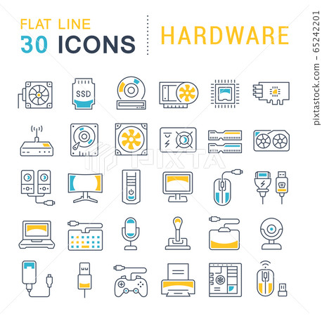 Set Vector Line Icons of Hardware 65242201