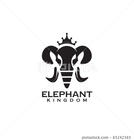 Black elephant with crown logo design 65242383