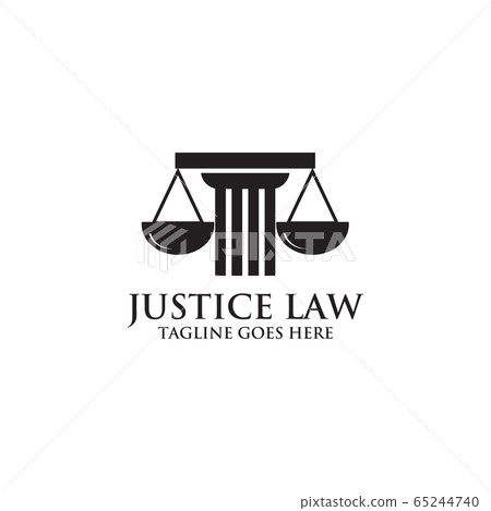 Justice law logo with scale icon design template 65244740