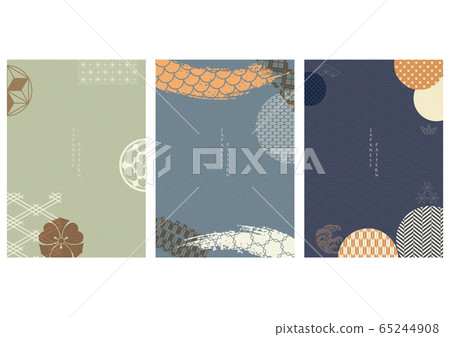 Japanese background with icon vector. Asian traditional template with geometric elements. Japanese background with icon vector. Asian traditional template with geometric elements. 65244908