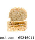 whole wheat with oat bread sliced on white background 65246011