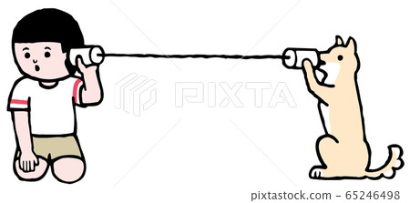 Thread phone (boy and dog) color illustration 65246498