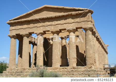 World Heritage Blue Sky and Greek Temple Agrigento Sicily Italy 65249223
