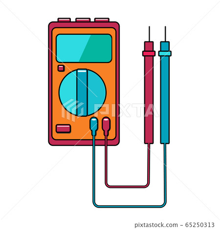 A small red blue electricity meter, tester 65250313
