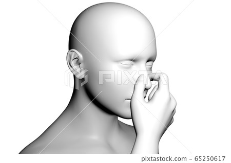 花粉症鼻塞 插圖素材 圖庫