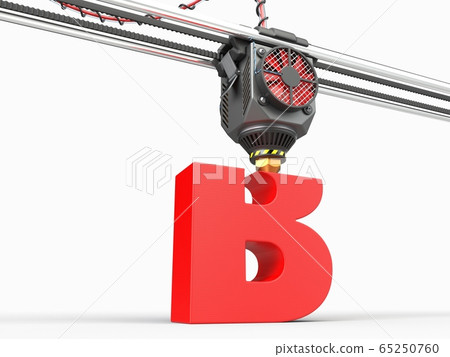 Printing Of Letter B Under 3D Printer Head. 3d - Stock Illustration ...