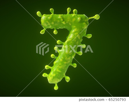 number 7 shaped virus or bacteria cell. 3D 65250793
