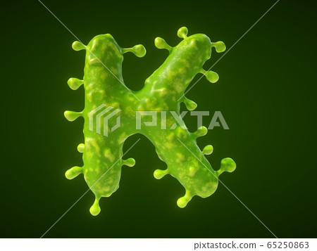 letter K shaped virus or bacteria cell. 3D 65250863