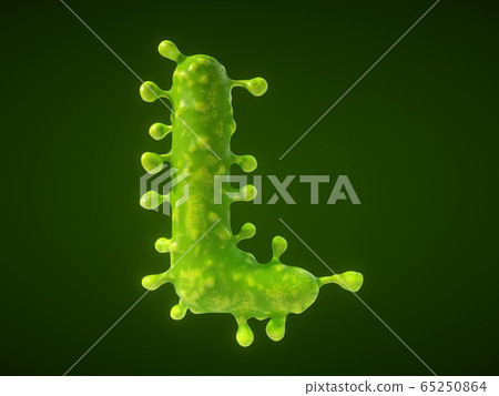 letter L shaped virus or bacteria cell. 3D 65250864
