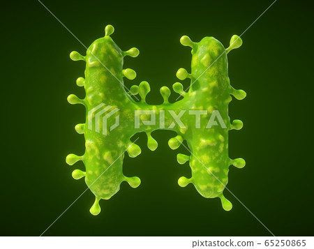 letter H shaped virus or bacteria cell. 3D 65250865