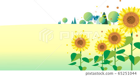 Sunflower blooming summer landscape - Stock Illustration [65251044] - PIXTA