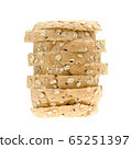 whole wheat with oat bread sliced on white background 65251397