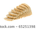 whole wheat with oat bread sliced on white background 65251398