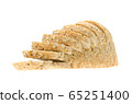 whole wheat with oat bread sliced on white background 65251400