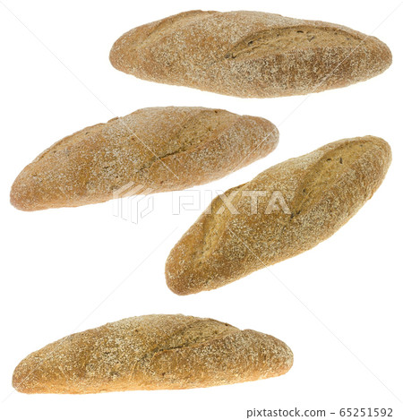 Set of fresh bread white background 65251592