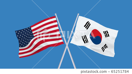 美國和韓國國旗 65251784
