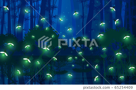 fireflies at the mangrove forest in the night 65254409