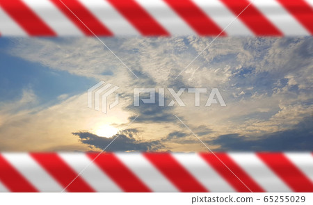 Prohibition concept. Sky with red warning tape Prohibition concept. Sky with red warning tape 65255029