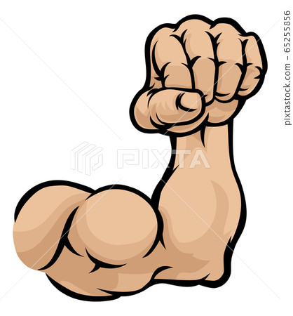 Muscular Cartoon Arm Bicep Muscle And Fist Stock Illustration