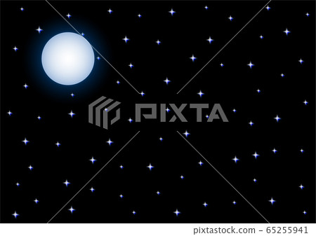 Full Moon and Starry Night Sky on Black Background - Stock Illustration ...