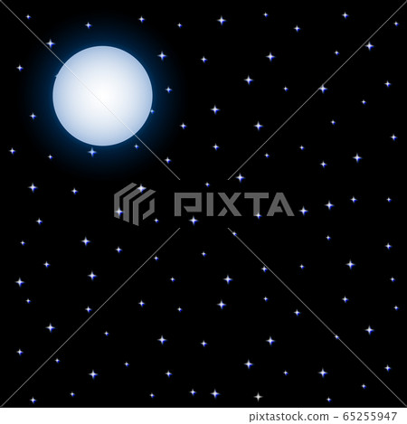 Full Moon and Starry Night Sky Square on Black - Stock Illustration ...