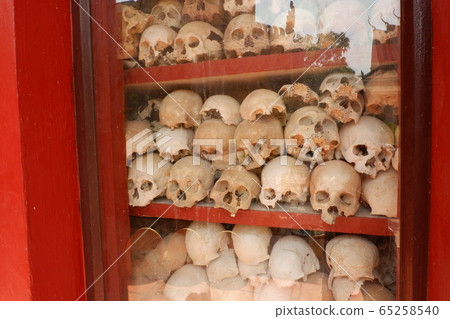 Killing Fields Skeletons are enshrined after the execution sites of genocide by Pol Pot in various parts of Cambodia Killing Fields Skeletons are enshrined after the execution sites of genocide by Pol Pot in various parts of Cambodia 65258540