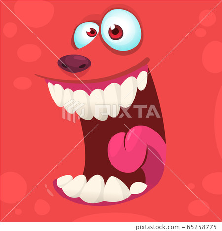 Cartoon monster face. Vector Halloween monster 65258775