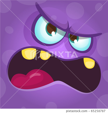 Cartoon monster face. Vector Halloween monster 65258787