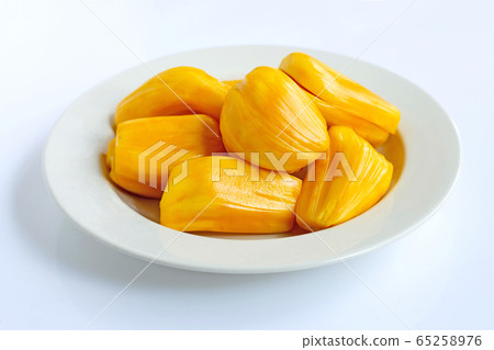 Ripe Jackfruit isolated on white background. Ripe Jackfruit isolated on white background. 65258976