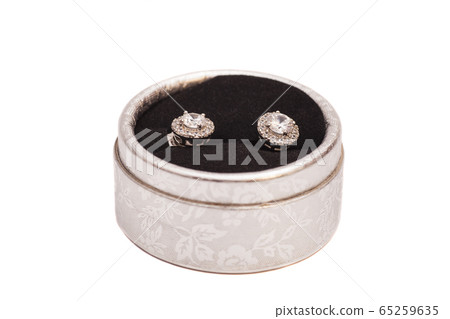 Pair of diamond crystal earrings in silver box 65259635