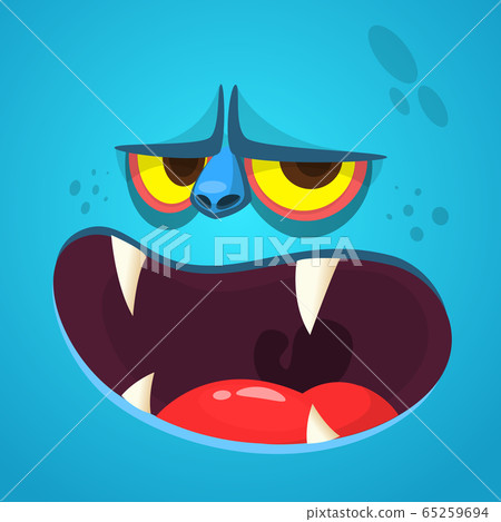 Funny cartoon monster face. Vector illustration 65259694