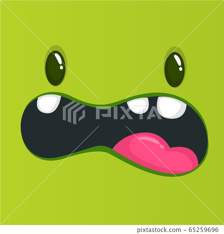 Funny cartoon monster face. Vector illustration 65259696